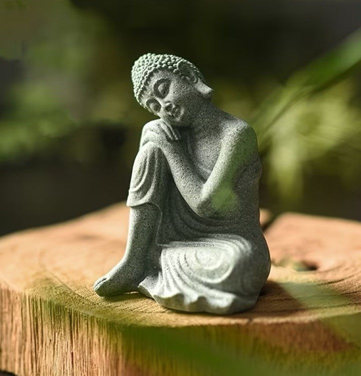 Mini Stone Outdoor Zen Meditating Buddha Statue Figurine Sculpture Gift UK