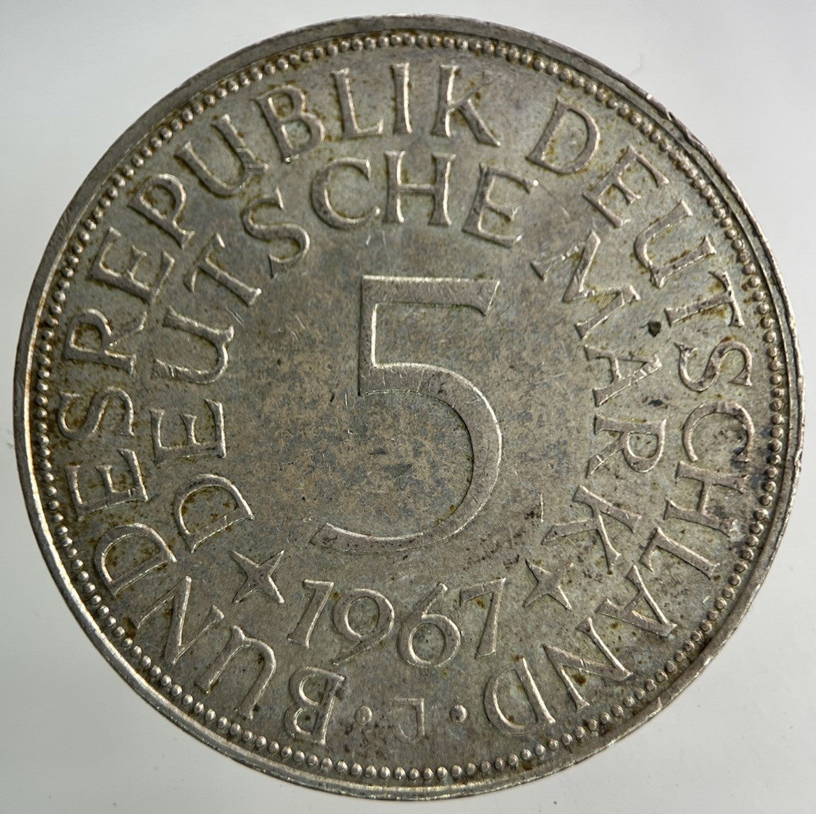 1967 Germany 5 Mark Silver Coin | Very Fine Grade