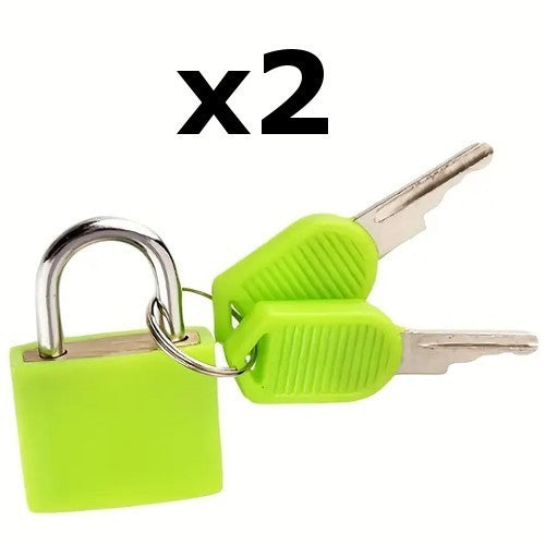 x2 Green Small Metal Security Lock Luggage Case Padlock Backpack Lock UK Stock