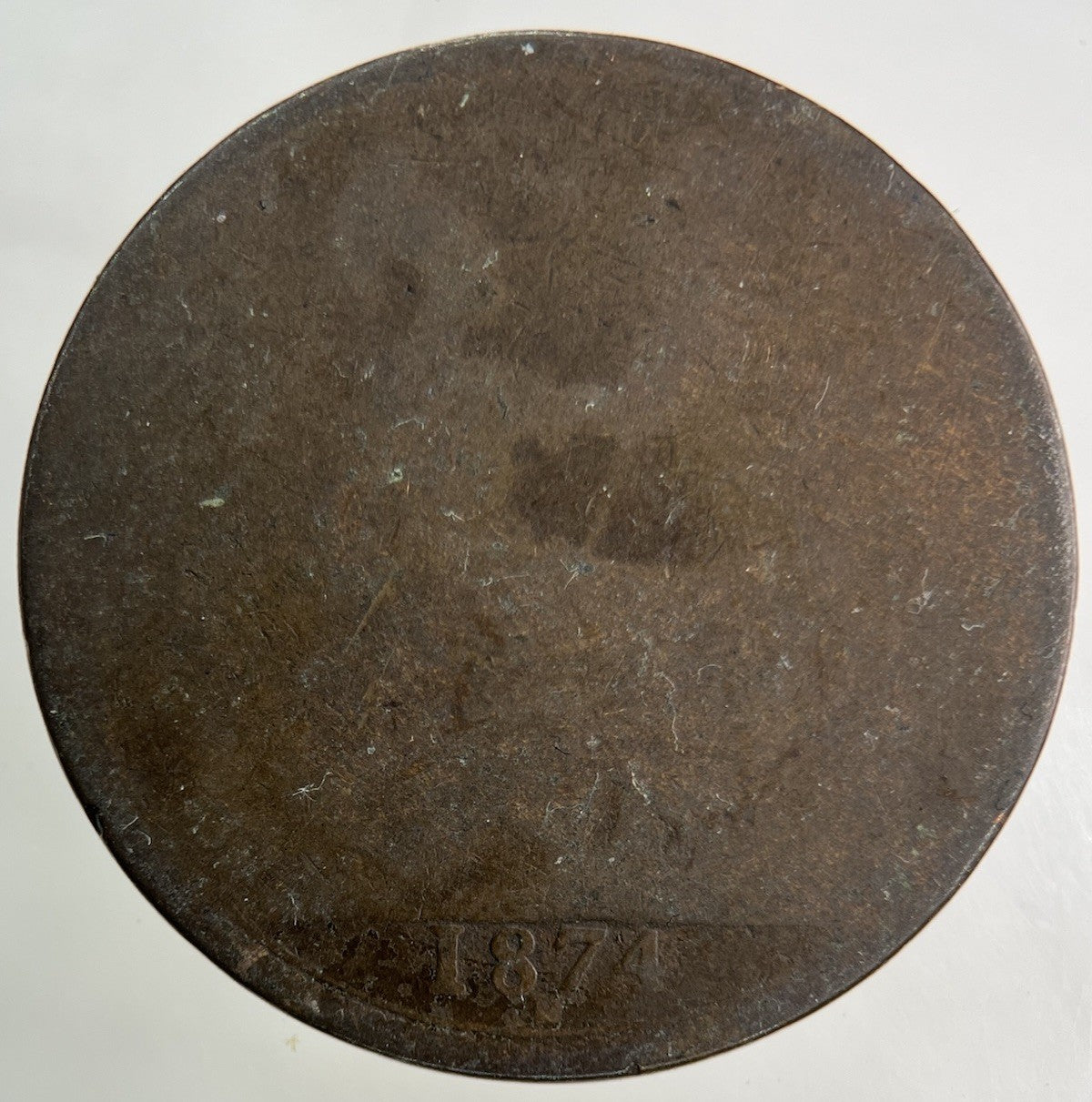1874 - H Victoria One Penny Coin | Fair Grade