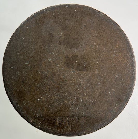 1874 - H Victoria One Penny Coin | Fair Grade