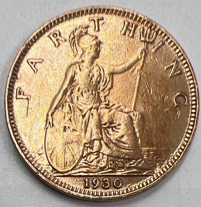 1930 Farthing | British Copper Coin | King George V | Fine Grade | a401