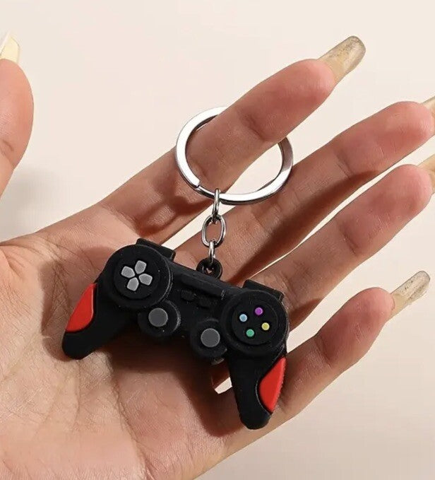 Black Video Game Controller Shaped Keyring Premium Keychain Gift UK