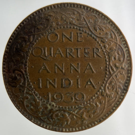 1939 India Quarter 1/4 Anna Coin | Fine Collectable Grade