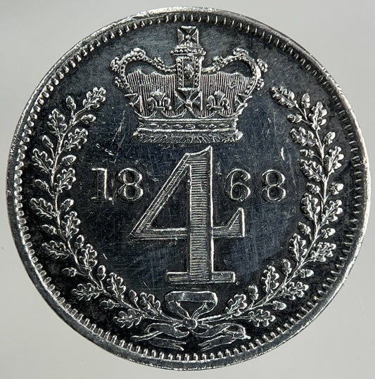1868 Victoria Maundy Four - Pence Silver Coin | Very High Grade