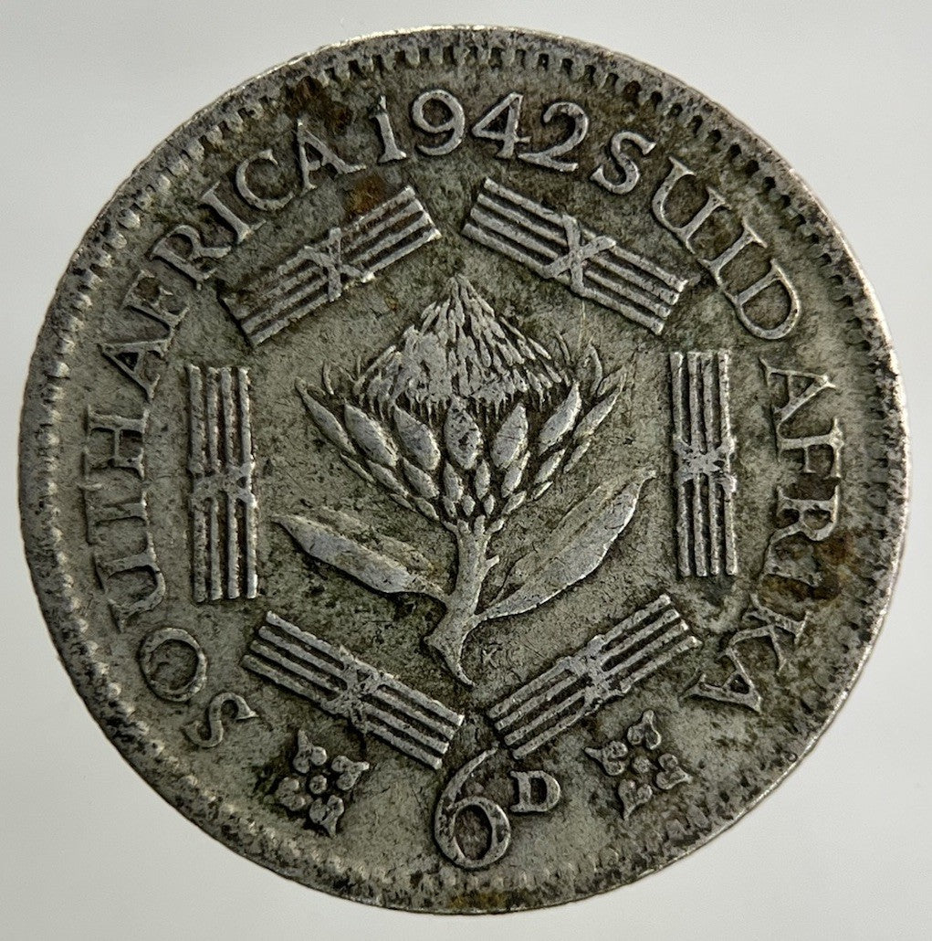 1942 South Africa Sixpence Silver Coin | Fine Collectable Grade