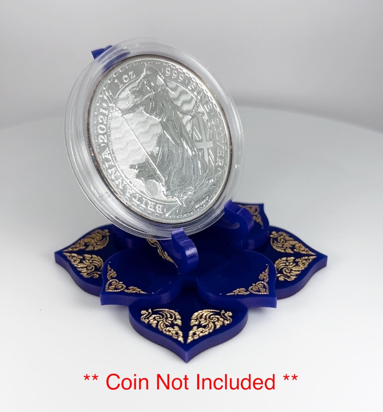 Gold & Blue Thai 1oz Silver or Gold Coins / Amulet / Medal Display Stand