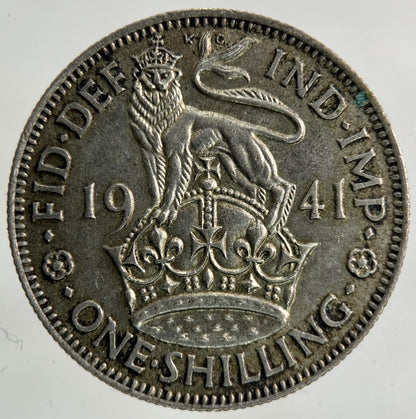 1941 George VI Shilling Silver Coin | Very High Grade