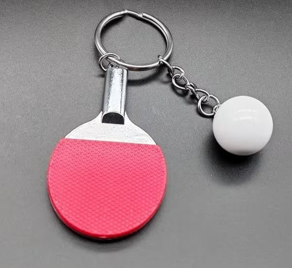 Mini Metal Red Table Tennis Ping Pong Shaped Keyring Premium Keychain Gift UK