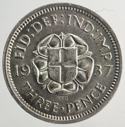1937 George VI Threepence Silver Coin | Very High Grade