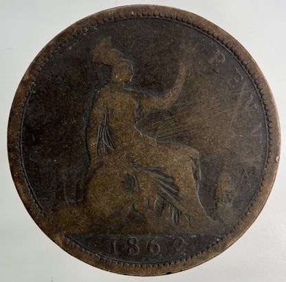 1862 Victoria One Penny Coin | Collectable Grade