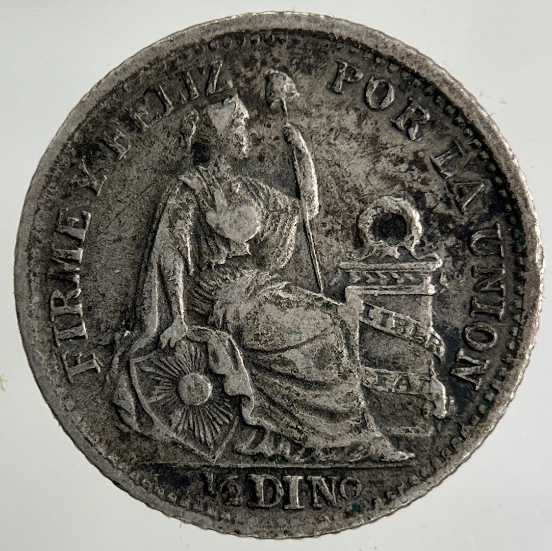1906 Peru 1/2 Half Dino Silver Coin | Fine Collectable Grade
