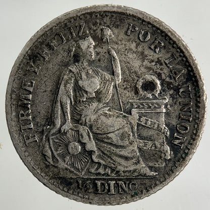 1906 Peru 1/2 Half Dino Silver Coin | Fine Collectable Grade