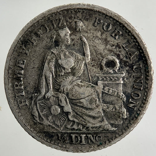 1906 Peru 1/2 Half Dino Silver Coin | Fine Collectable Grade