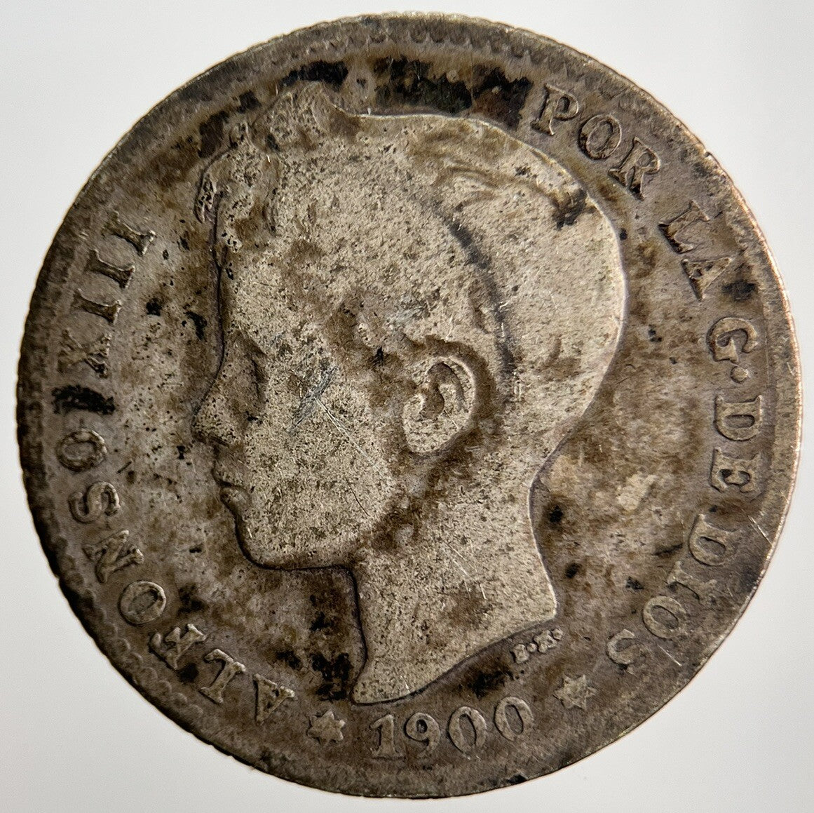 1900 Spain 1 Una Peseta Silver Coin | Collectable Grade | a2306