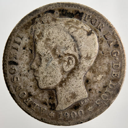 1900 Spain 1 Una Peseta Silver Coin | Collectable Grade | a2306