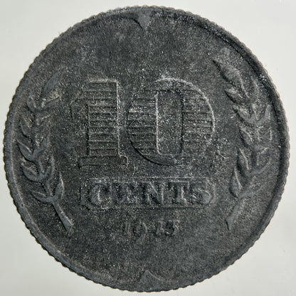 1943 Netherlands 10 Cents Coin | Fine Collectable Grade