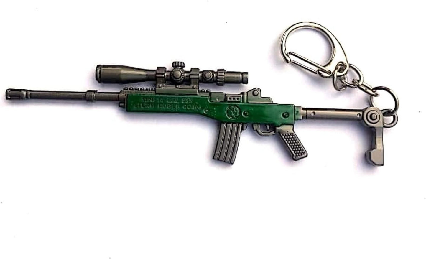 Mini Metal Green Assault Rifle With Scope Gun Keyring Premium Keychain Gift UK