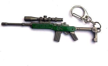 Mini Metal Green Assault Rifle With Scope Gun Keyring Premium Keychain Gift UK