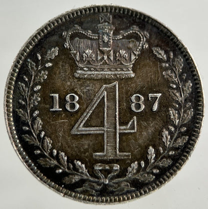 1887 Victoria Maundy Four - Pence Silver Coin | Fine Collectable Grade