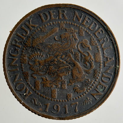 1917 Netherlands 1 Cent Coin | Fine Collectable Grade