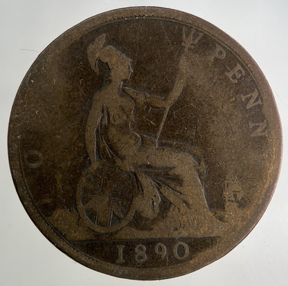 1890 Victoria One Penny Coin | Fair Grade
