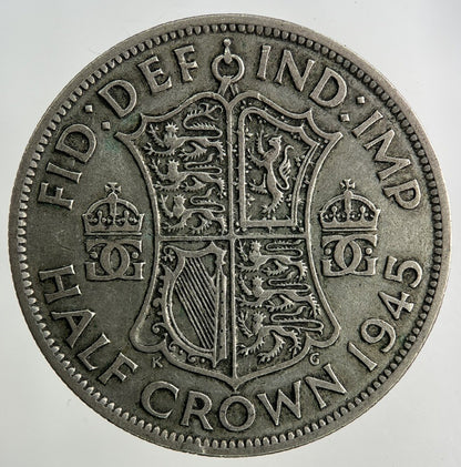 1945 George VI Half - Crown Silver Coin | Fine Collectable Grade