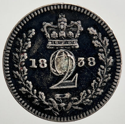 1838 Victoria Maundy Two - Pence Silver Coin | Fine Collectable Grade