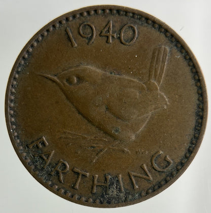 1940 George VI Wren Farthing Coin | Collectable Grade