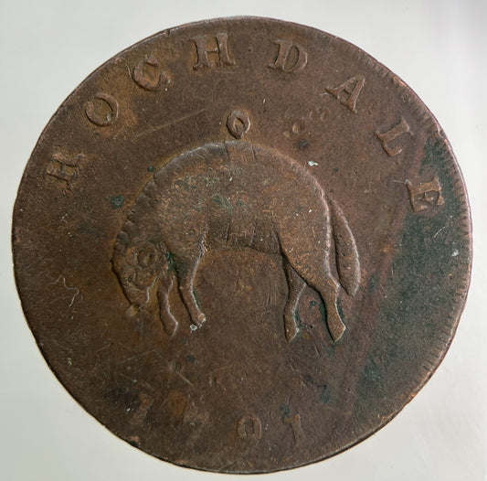 1791 Rochdale Half - Penny Token Coin | Fine Collectable Grade