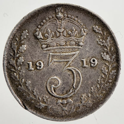 1919 George V Threepence Silver Coin | Fine Collectable Grade