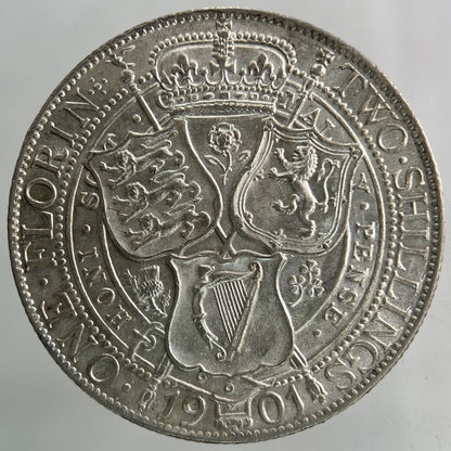 1901 Victoria Florin Silver Coin | Very Fine Grade
