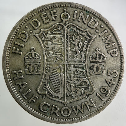 1943 George VI Half - Crown Silver Coin | Fine Collectable Grade