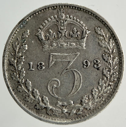 1893 Victoria Threepence Silver Coin | Very High Grade