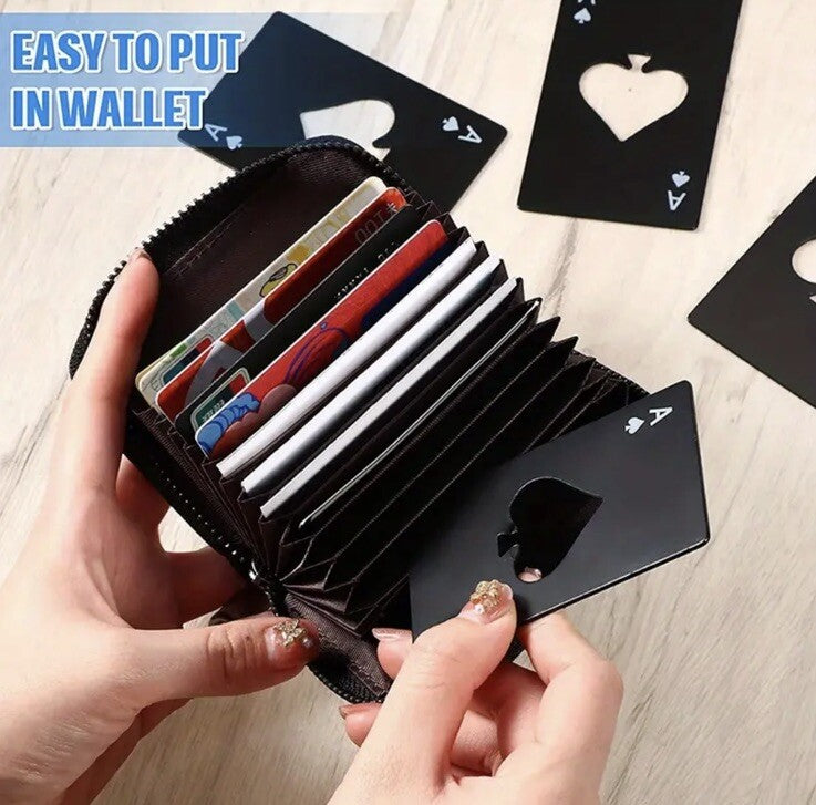 2 x Metal Black & Silver Ace Playing Card Bottle Opener Premium Gift UK