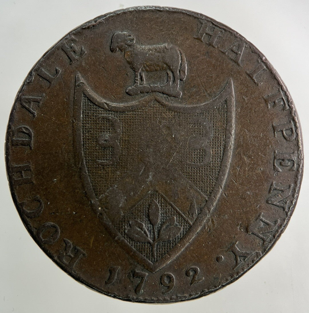 1792 Rochdale Half - Penny Token Coin | Fine Collectable Grade