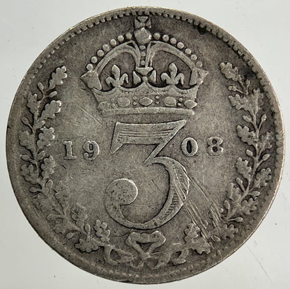 1908 Edward VII Threepence Silver Coin | Fine Collectable Grade