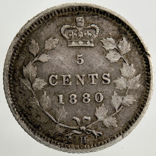 1880 - H Canada 5 Cents Silver Coin | Fine Collectable Grade