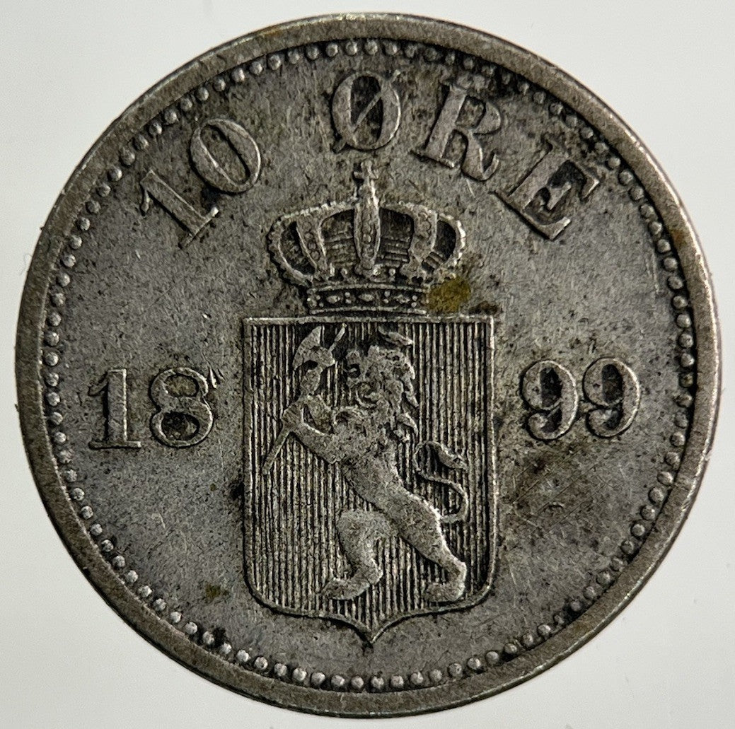 1899 Norway 10 Ore Silver Coin | Fine Collectable Grade
