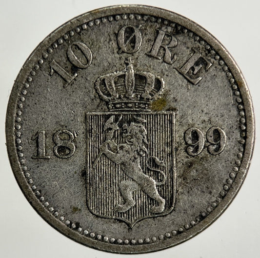 1899 Norway 10 Ore Silver Coin | Fine Collectable Grade