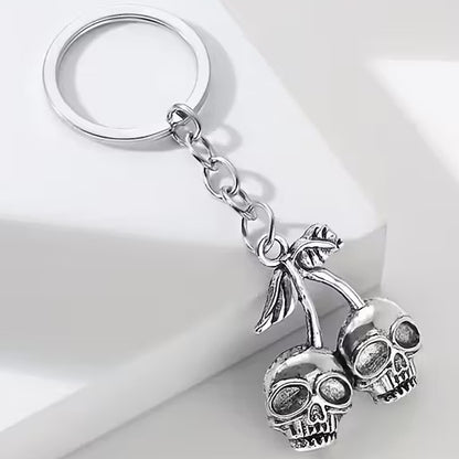 Mini Metal Cherry Skulls Keyring Premium Keychain Gift UK