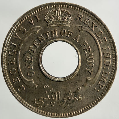 1945 West Africa 1/10 One Tenth Of A Penny Coin | Very Fine Grade