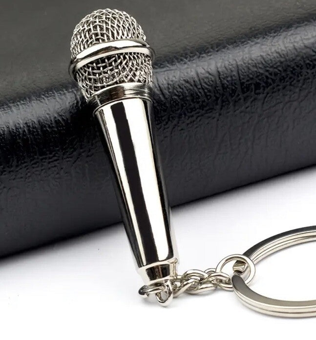 Mini Music Mic Microphone Keyring With Secret Compartment Keychain Gift UK