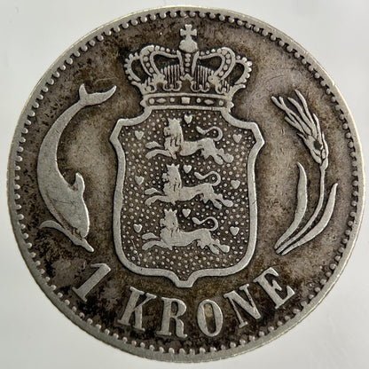 1892 Denmark 1 Krone Silver Coin | Fine Collectable Grade