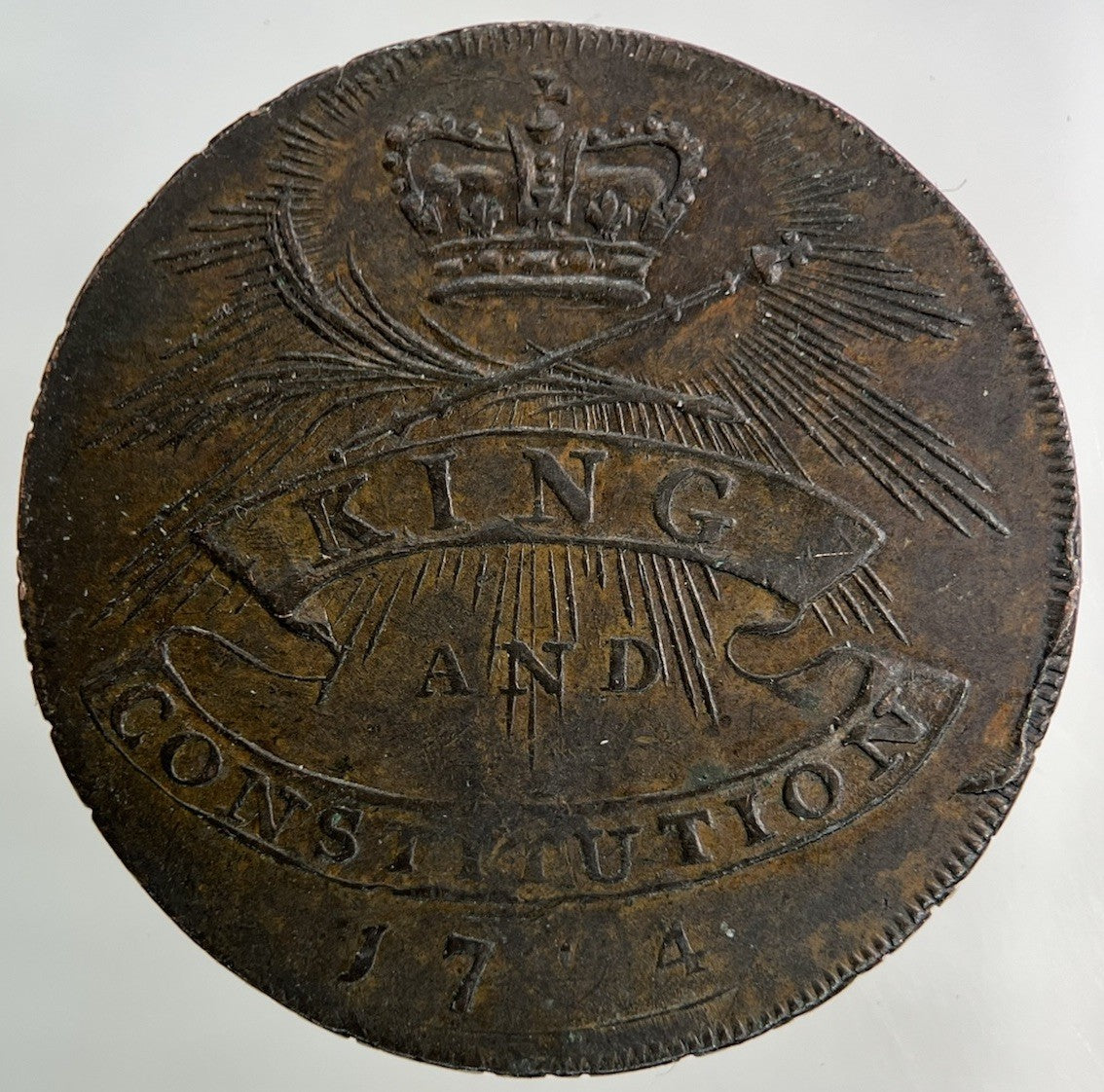 1794 Essex Chelmsford King & Constitution Half - Penny Coin | Very High Grade