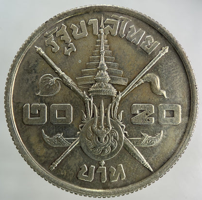 1963 Thailand Rama IX 20 Baht Silver Coin | Very High Grade