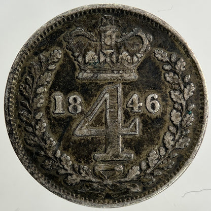 1846 Victoria Maundy Four - Pence Silver Coin | Fine Collectable Grade