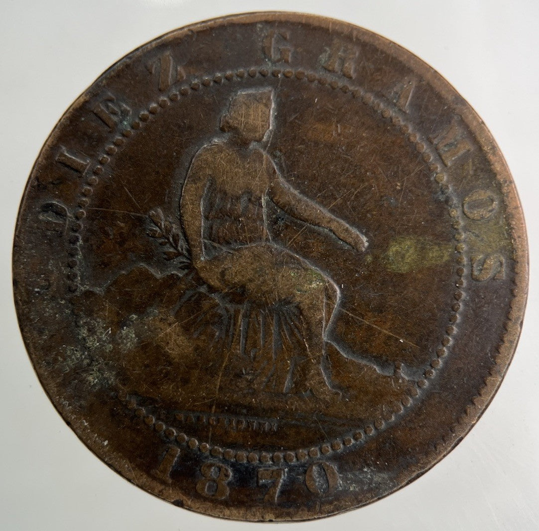 1870 Spain 10 Centimos Coin | Collectable Grade