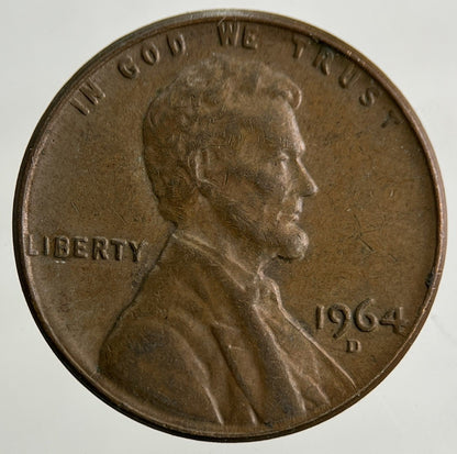 1964 - D US USA Lincoln One Cent Coin | Fine Collectable Grade