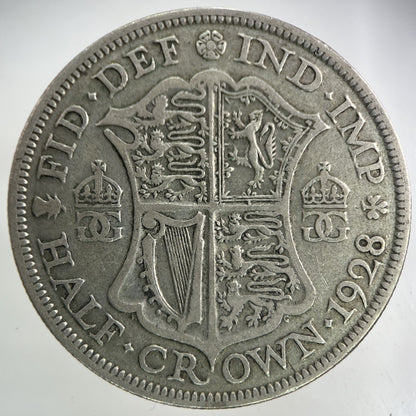 1928 George V Half - Crown Silver Coin | Fine Collectable Grade